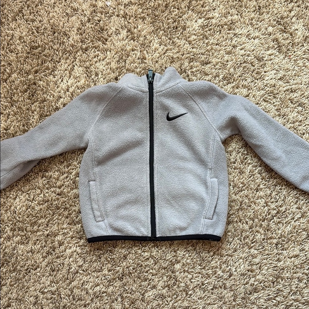 Nike Light Gray Fleece Jacket with Black Trim